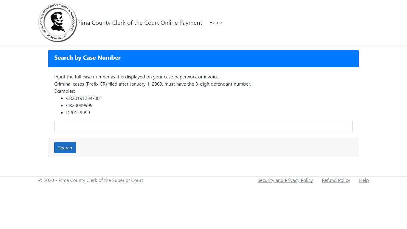 Home Page - Pima County Clerk of the Court Online Payment Portal